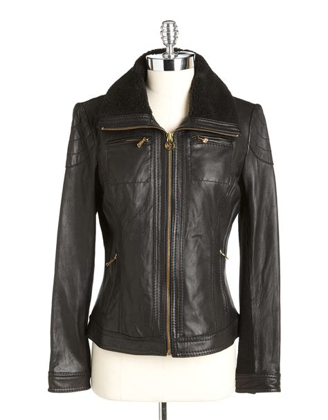 michael kors sherpa coat|michael kors leather jacket.